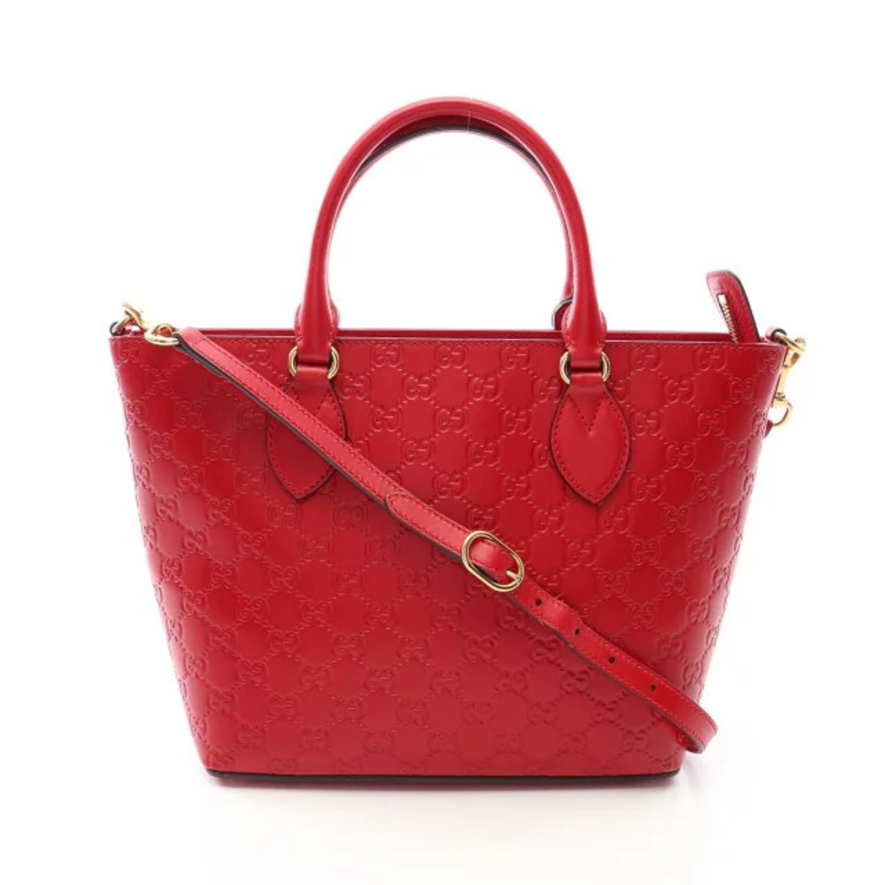 Gucci Guccissima Tote Bag Leather Red